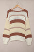 V-Neck Knitted Lantern Sleeve Pullover Sweater